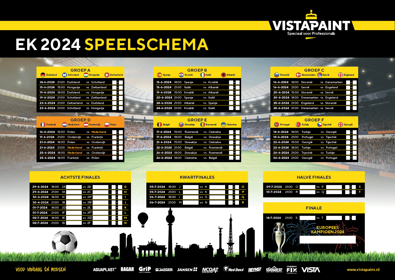 Download het Vistapaint EK speelschema