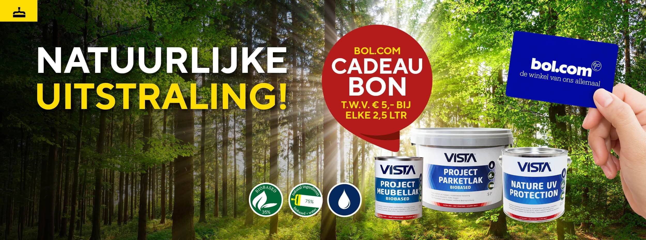 Gratis bol.com cadeaukaart bij VISTA Biobased Lakken